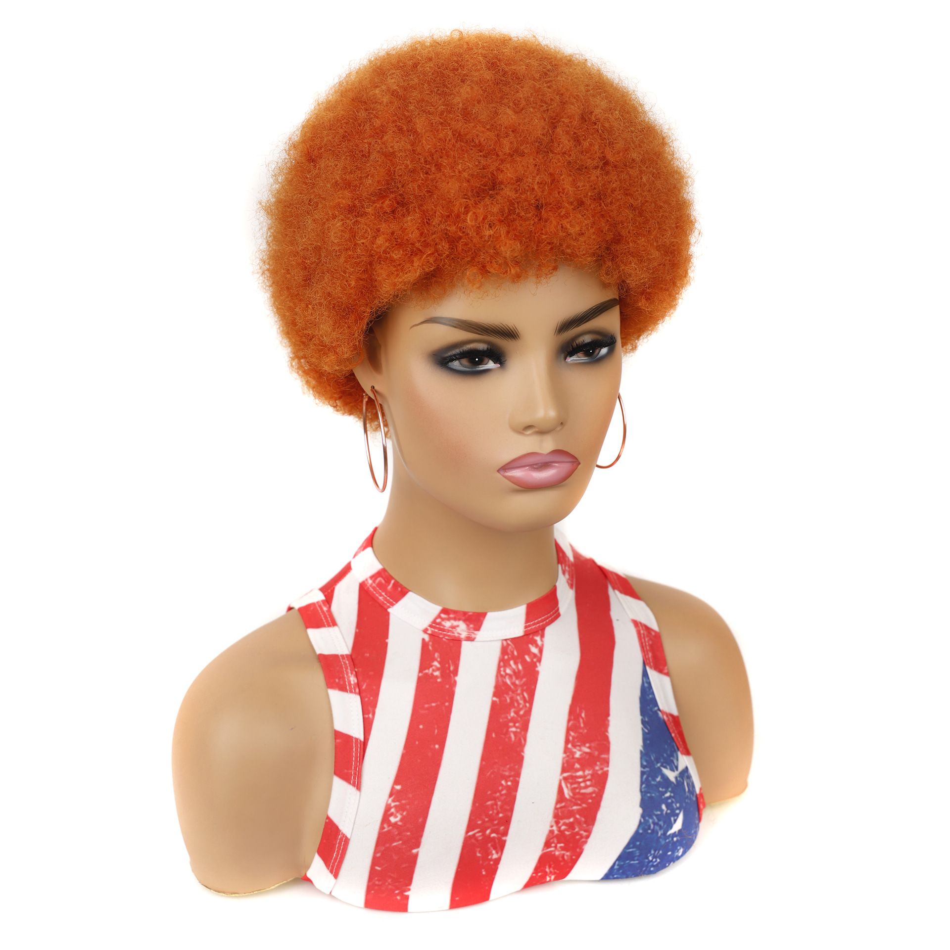 Synthetic Short  Afro Wigs For Women African Black Fluffy Soft Cosplay Natural Hair Afro Kinky Curly Wig With Bangs