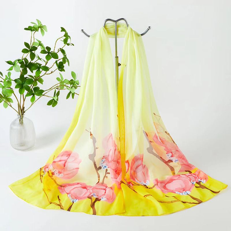 Chiffon Silk Scarf Fashion Thin Section Sunscreen Long Scarf Printed Beach Towel