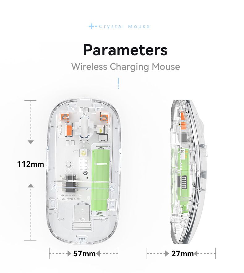 New Transparent Charging Wireless Mute Bluetooth Mouse Tablet Notebook Office home 2.4G wireless tour Mice  Computers & Accessories