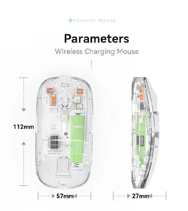 New Transparent Charging Wireless Mute Bluetooth Mouse Tablet Notebook Office home 2.4G wireless tour Mice  Computers & Accessories