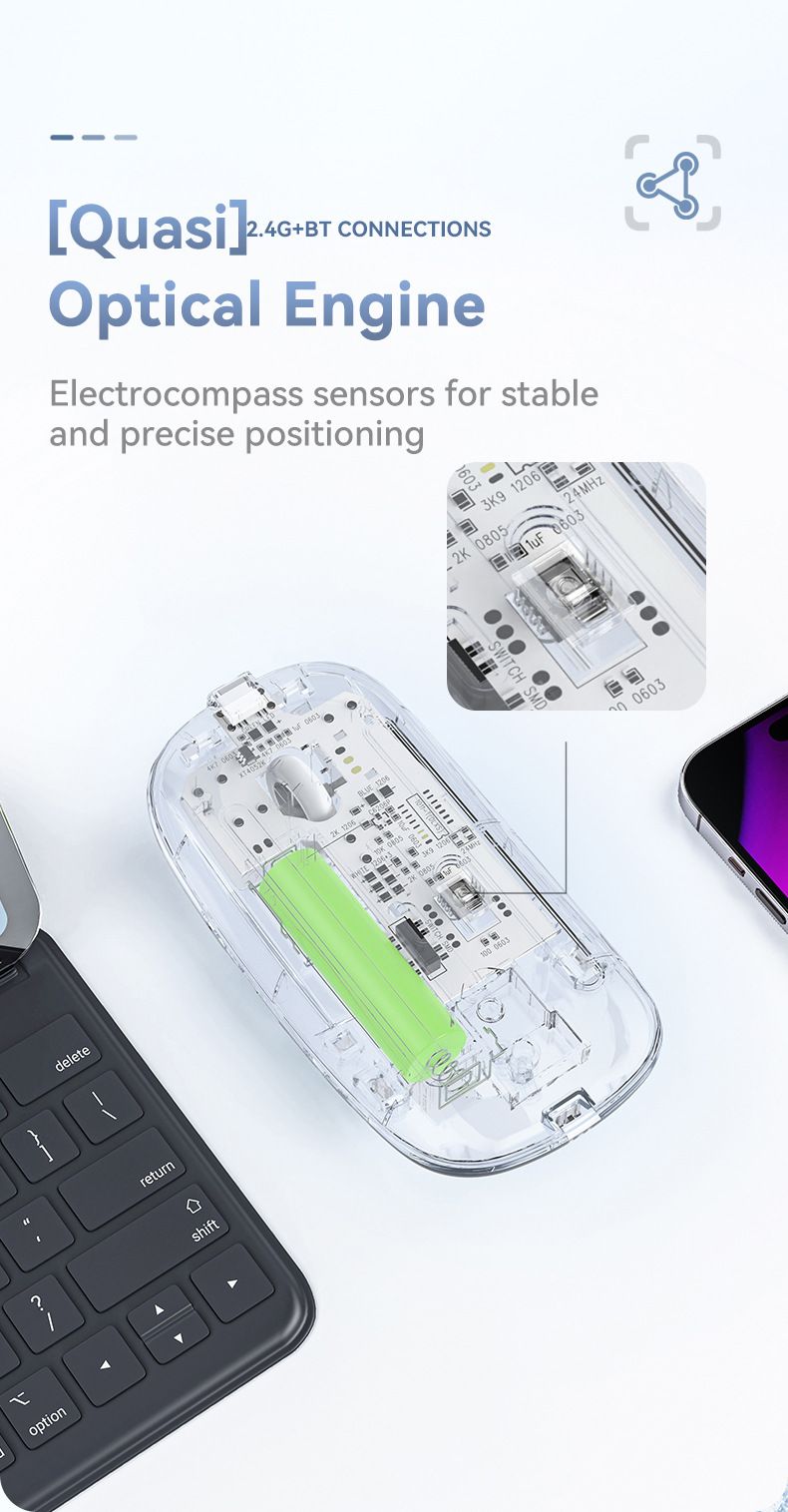 New Transparent Charging Wireless Mute Bluetooth Mouse Tablet Notebook Office home 2.4G wireless tour Mice  Computers & Accessories