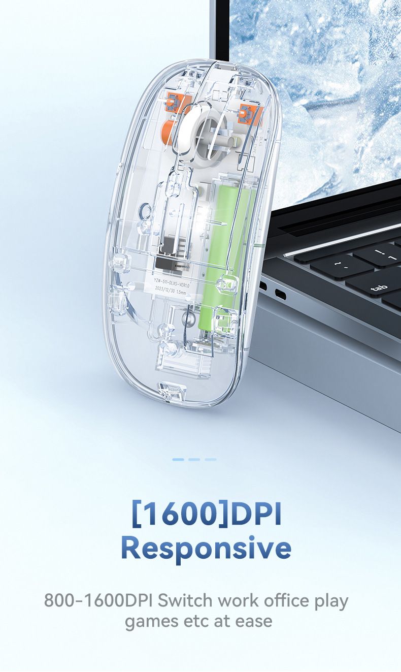 New Transparent Charging Wireless Mute Bluetooth Mouse Tablet Notebook Office home 2.4G wireless tour Mice  Computers & Accessories