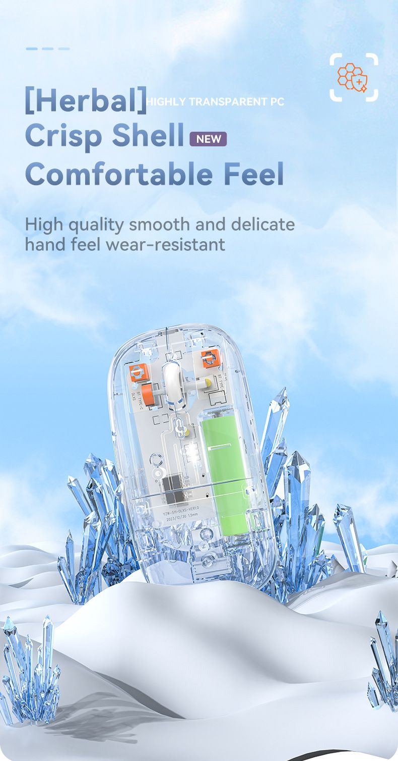 New Transparent Charging Wireless Mute Bluetooth Mouse Tablet Notebook Office home 2.4G wireless tour Mice  Computers & Accessories