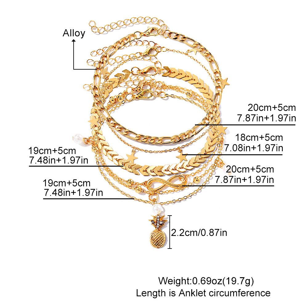 Women's Charm Anklet Set Gold Multilayer Adjustable Ankle Bracelets Boho Beach Foot Anklet for Women Girls