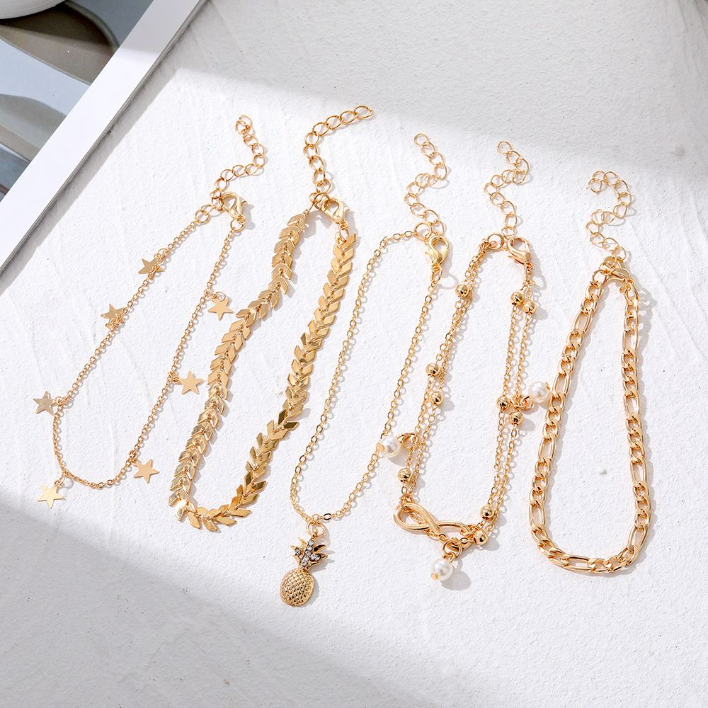 Women's Charm Anklet Set Gold Multilayer Adjustable Ankle Bracelets Boho Beach Foot Anklet for Women Girls