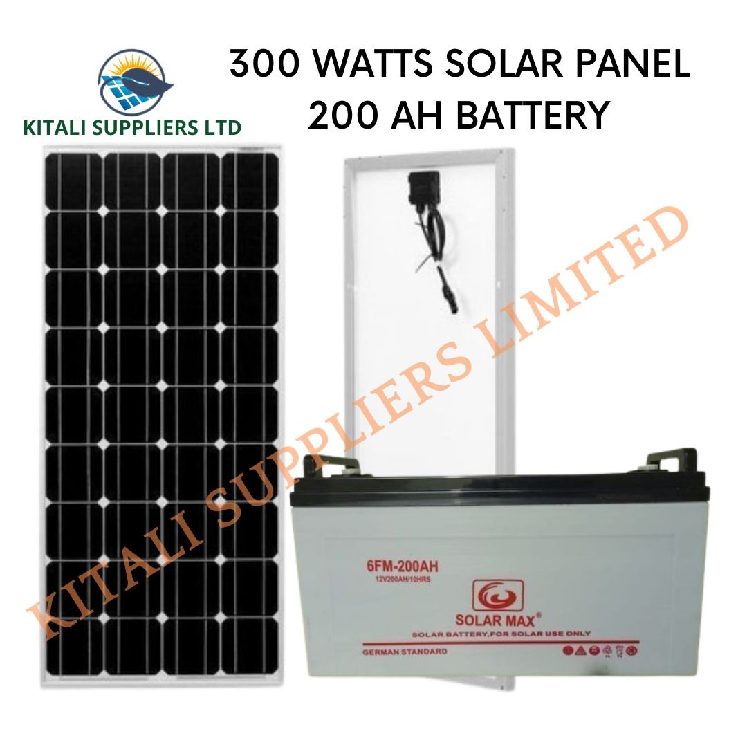 300w solarmax panel monocrystaline and 200ah drycell battery free maintenance