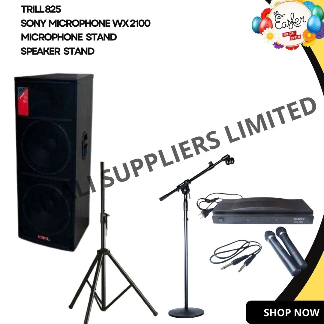 Trill TR-825 speaker with sony mic and speaker stands
