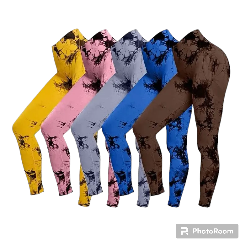 GYM TIE DYE PRINT TIGHTS Scrunch Butt Seamless Fitness Leggings Multi-use Comfortable Wear Breathable Ladies Women Trendy Sporty Look Gym Fit Gym Workout Clothes