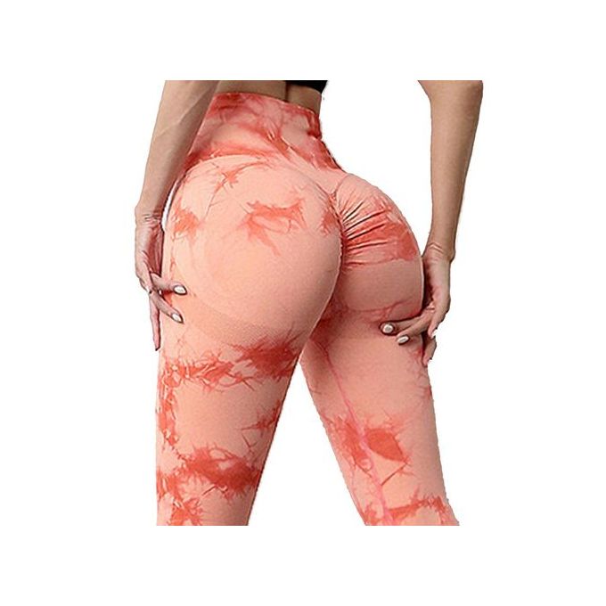 GYM TIE DYE PRINT TIGHTS Scrunch Butt Seamless Fitness Leggings Multi-use Comfortable Wear Breathable Ladies Women Trendy Sporty Look Gym Fit Gym Workout Clothes
