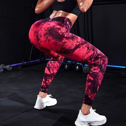 GYM TIE DYE PRINT TIGHTS Scrunch Butt Seamless Fitness Leggings Multi-use Comfortable Wear Breathable Ladies Women Trendy Sporty Look Gym Fit Gym Workout Clothes