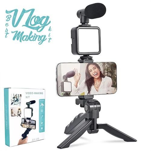 Video Making Vlog Tripod Kit AY-49 Video Making Vlog Tripod Kit With Microphone and Light For Live Broadcast