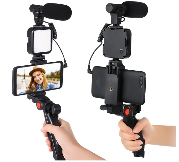 Video Making Vlog Tripod Kit AY-49 Video Making Vlog Tripod Kit With Microphone and Light For Live Broadcast