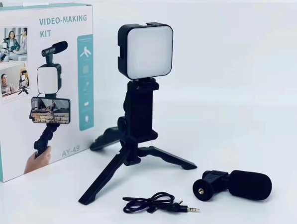 Video Making Vlog Tripod Kit AY-49 Video Making Vlog Tripod Kit With Microphone and Light For Live Broadcast
