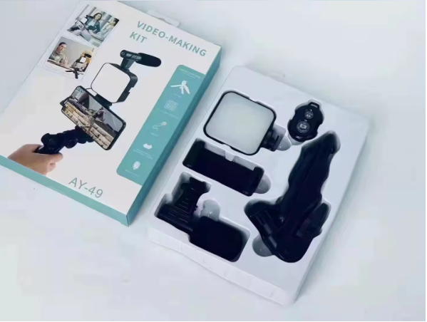 Video Making Vlog Tripod Kit AY-49 Video Making Vlog Tripod Kit With Microphone and Light For Live Broadcast