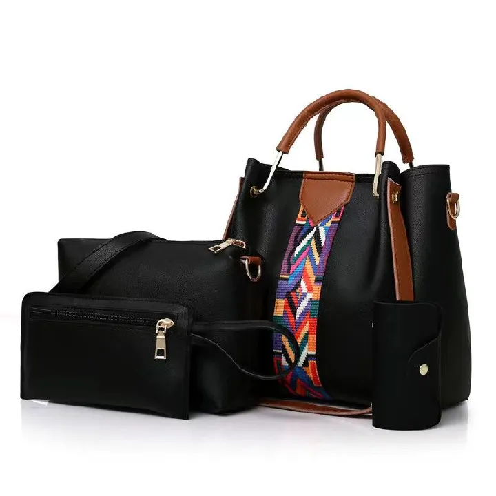 4Stes/PCS New Women's Bag European and American Fashion Four piece Set Mother Bag Handbag Single Shoulder Bag Crossbody Bag Water Bucket Bag