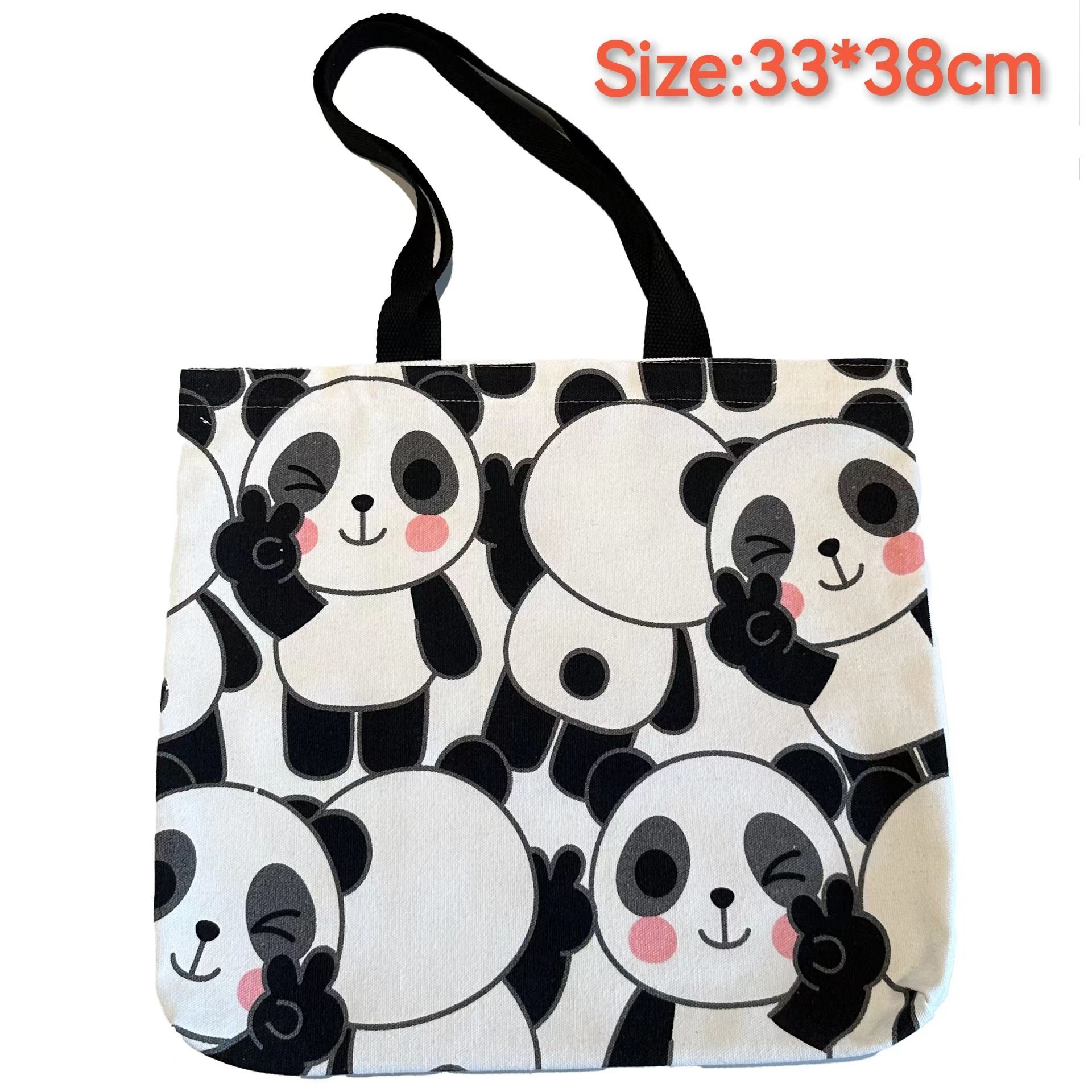 New arrived large capacity cute panda handbag canvas bag shoulder bag female student backpack mom shopping and travel bag