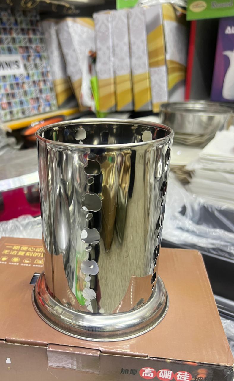 Stainless Steel Spoon Holder;
 A perfect blend of style and functionality, this cutlery holder will lend a splendid look to your table and kitchen setting.
