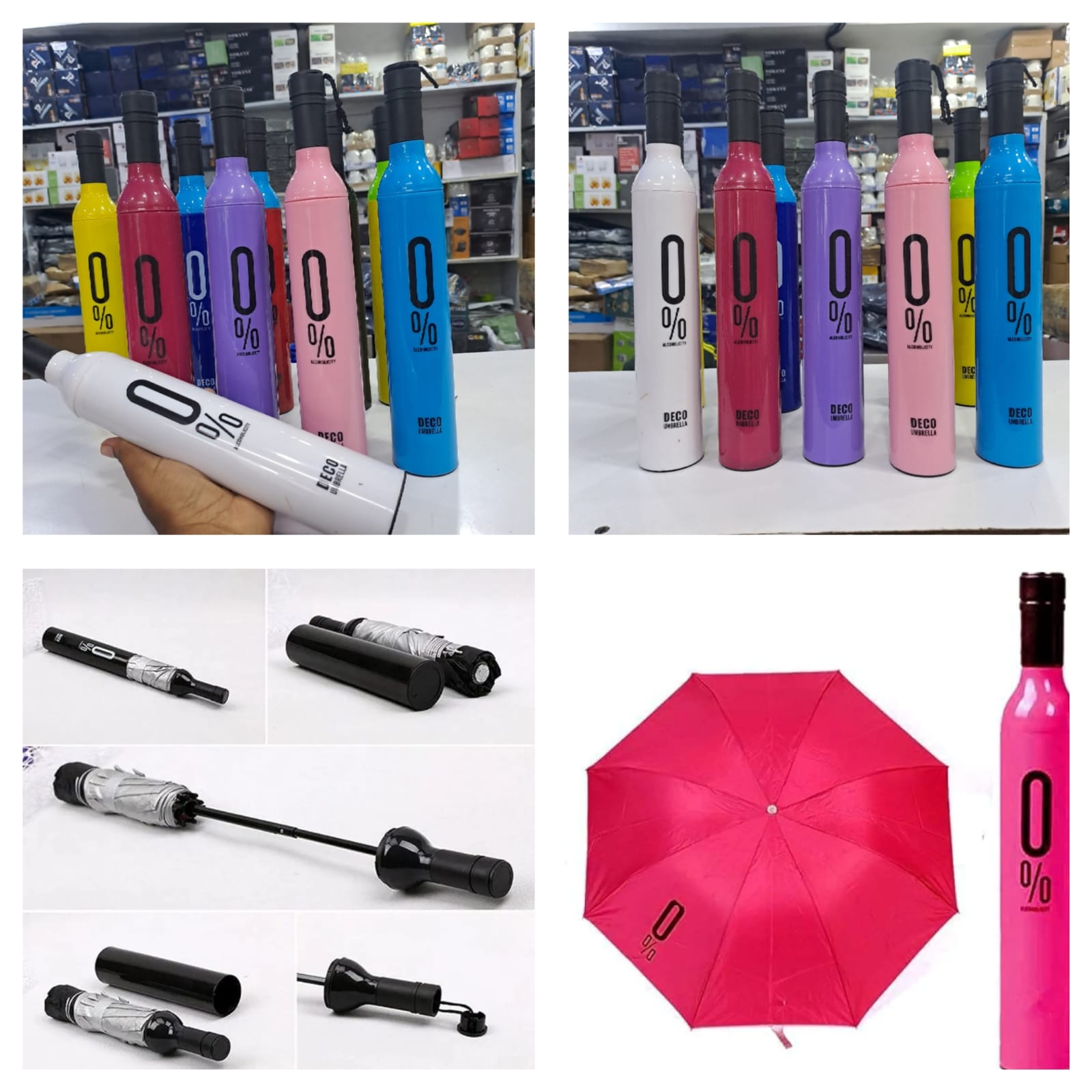 WINE Bottle Design Umbrella; It can be stood as a bottle of or can be hang as an excellent omament with a rope.