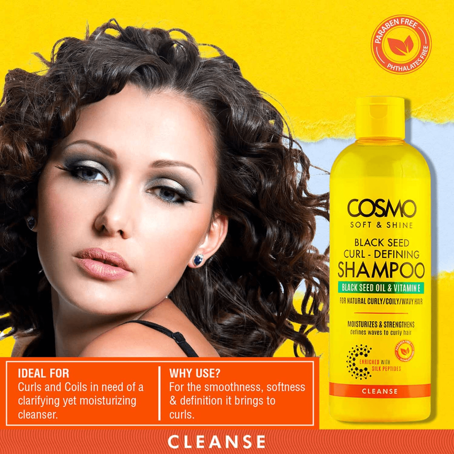 Soft & Shine Black Seed Curl - Defining Shampoo For Natural Curly, Coily, Wavy Hair | Moisturizes & Strengthens | Enriched With Silk Peptides | Black Seed Oil & Vitamin E