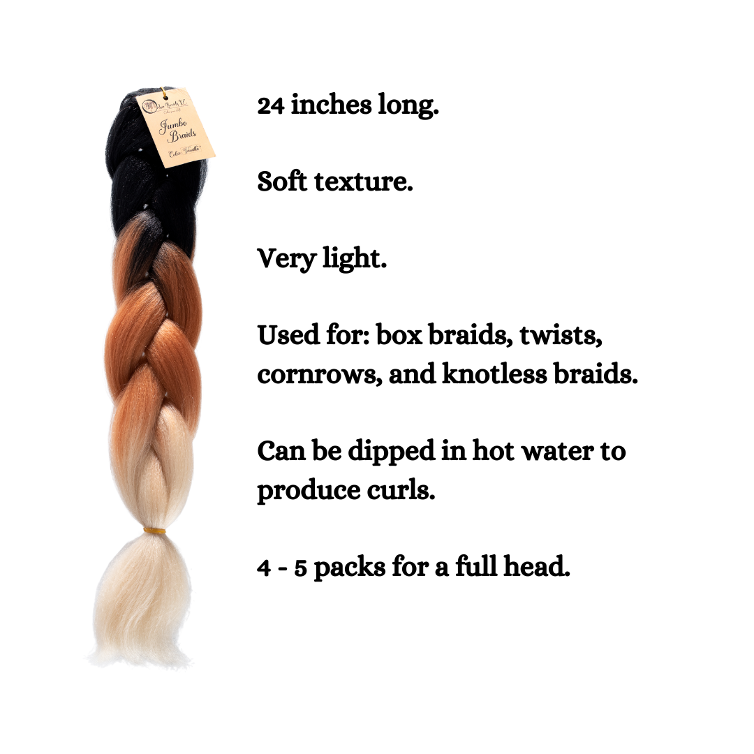 C15 Ombre Braid Vanilla Jumbo Braid for Box Braids Knotless Braids Cornrows and Twists Three-toned Ombre Braid Colored Black Light brown and Blonde