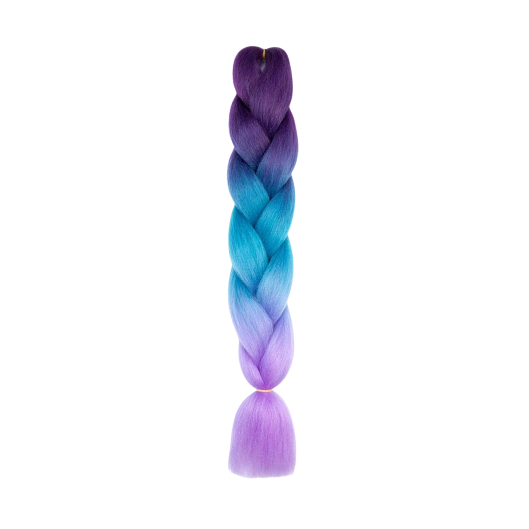 C26 Ombre Braid Violet Jumbo Braid for Kids for Box Braids Knotless Braids Cornrows and Twists Three-toned Ombre Braid Colored Dark purple Blue and Lilac