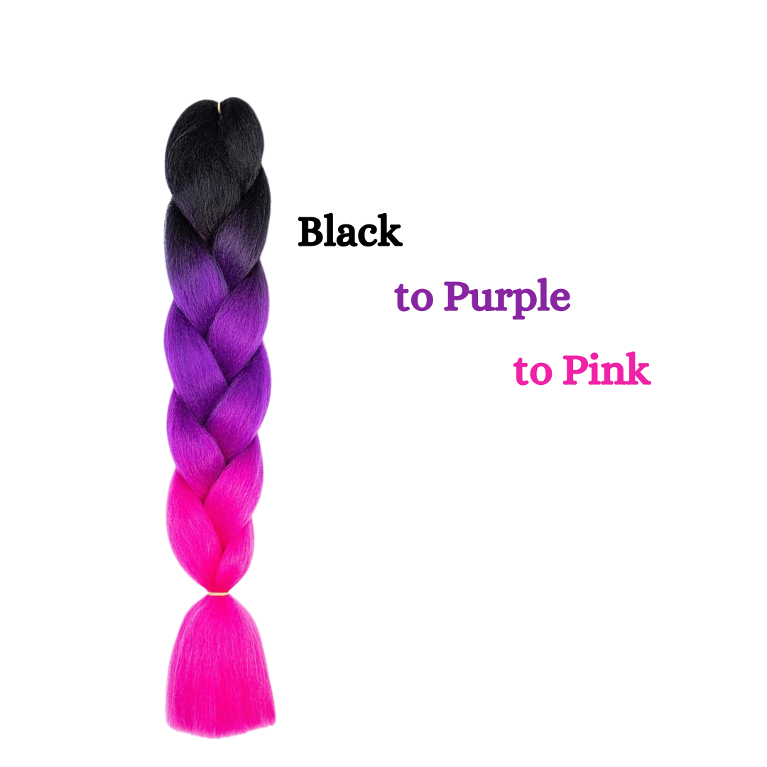 C11 Ombre Braid Magenta Jumbo Braid for Box Braids Knotless Braids Cornrows and Twists Three-toned Ombre Braid Colored Black Purple and Pink
