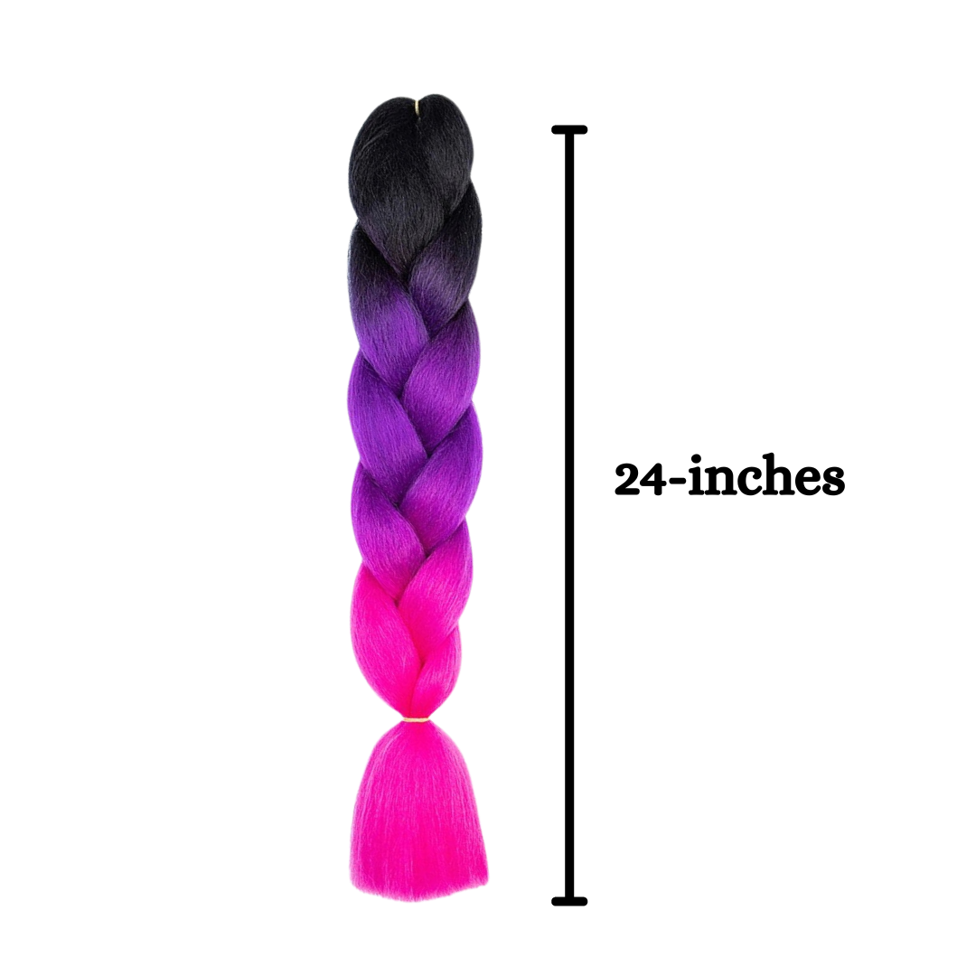 C11 Ombre Braid Magenta Jumbo Braid for Box Braids Knotless Braids Cornrows and Twists Three-toned Ombre Braid Colored Black Purple and Pink