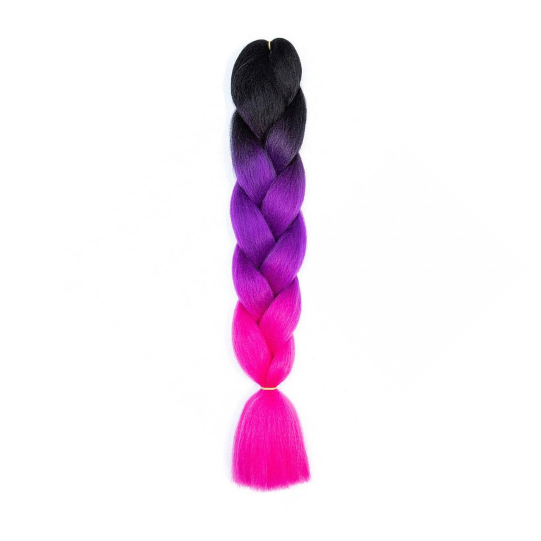C11 Ombre Braid Magenta Jumbo Braid for Box Braids Knotless Braids Cornrows and Twists Three-toned Ombre Braid Colored Black Purple and Pink