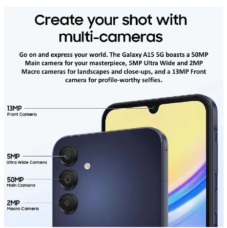 HOLIDAY OFFERS!!! Brand New Samsung Galaxy A15 128GB ROM + 6GB RAM 50MP Triple Camera 6.5" 90Hz Display  5000mAh 25W Type-C Charge Smart Phones phone Plus Free Gifts