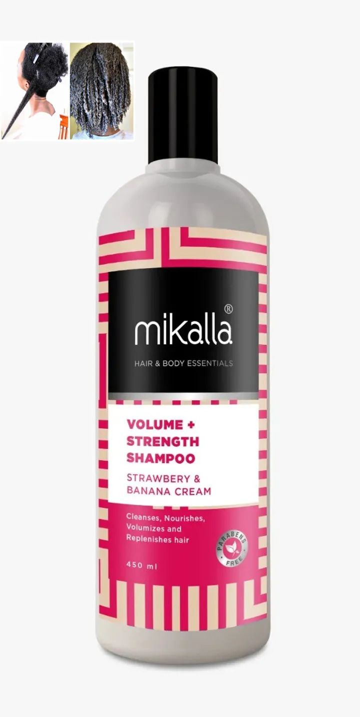 [Special Offer] Mikalla  Official Store strawberry and banana shampoo MIKALLA VOLUME + STRENGTH SHAMPOO 500ML-Hair care specially formulated to ensure your hair has both body,lustre and good in volume