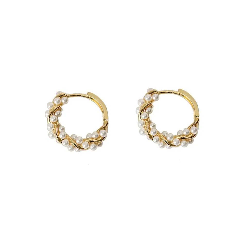 2024 New Simple Temperament Circle Pearl Earrings Fashion Small Versatile Earrings Women's Jewelry