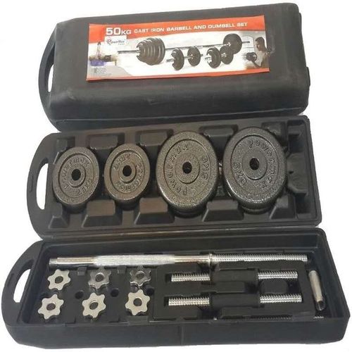 50KG Home Gym Equipment Set, Adjustable Dumbbell Barbell Weight Lifting Set for Men and Women, Body Building Strength Training