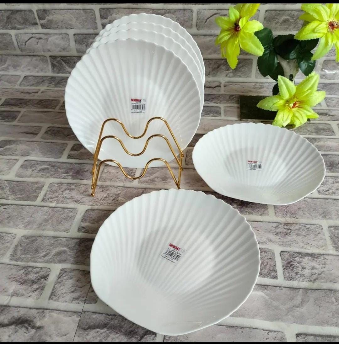 6 pcs ceramic shell plates; Ideal for both commercial and home use.