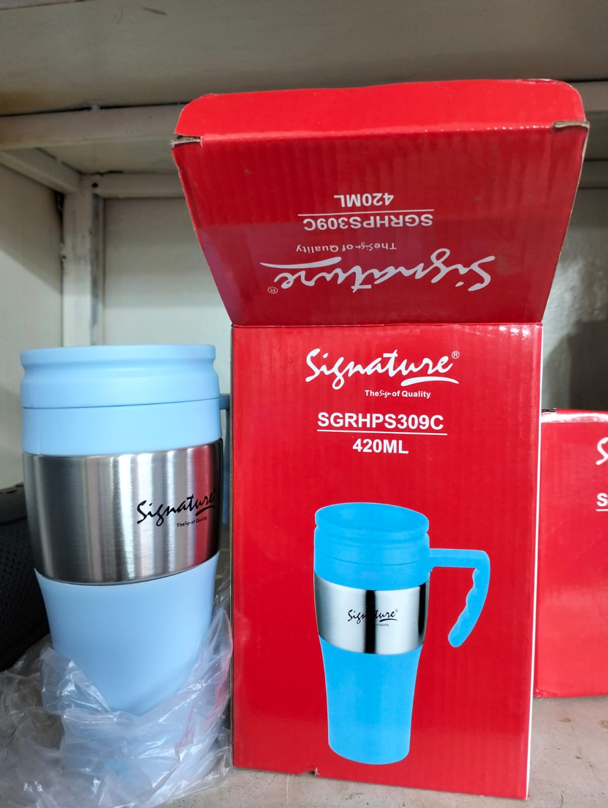 Signature Thermo Cup-Mug 420ml;  It can be your great day-to-day companion as it keeps your drinks hot for  long hours.