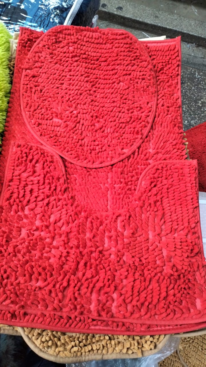 3pcs Set Soft Non-Slip Bathroom Shower Toilet Mats; Machine wash cold with mild detergent. Do not bleach or dry clean.