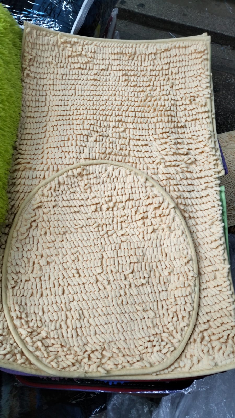 3pcs Set Soft Non-Slip Bathroom Shower Toilet Mats; Machine wash cold with mild detergent. Do not bleach or dry clean.