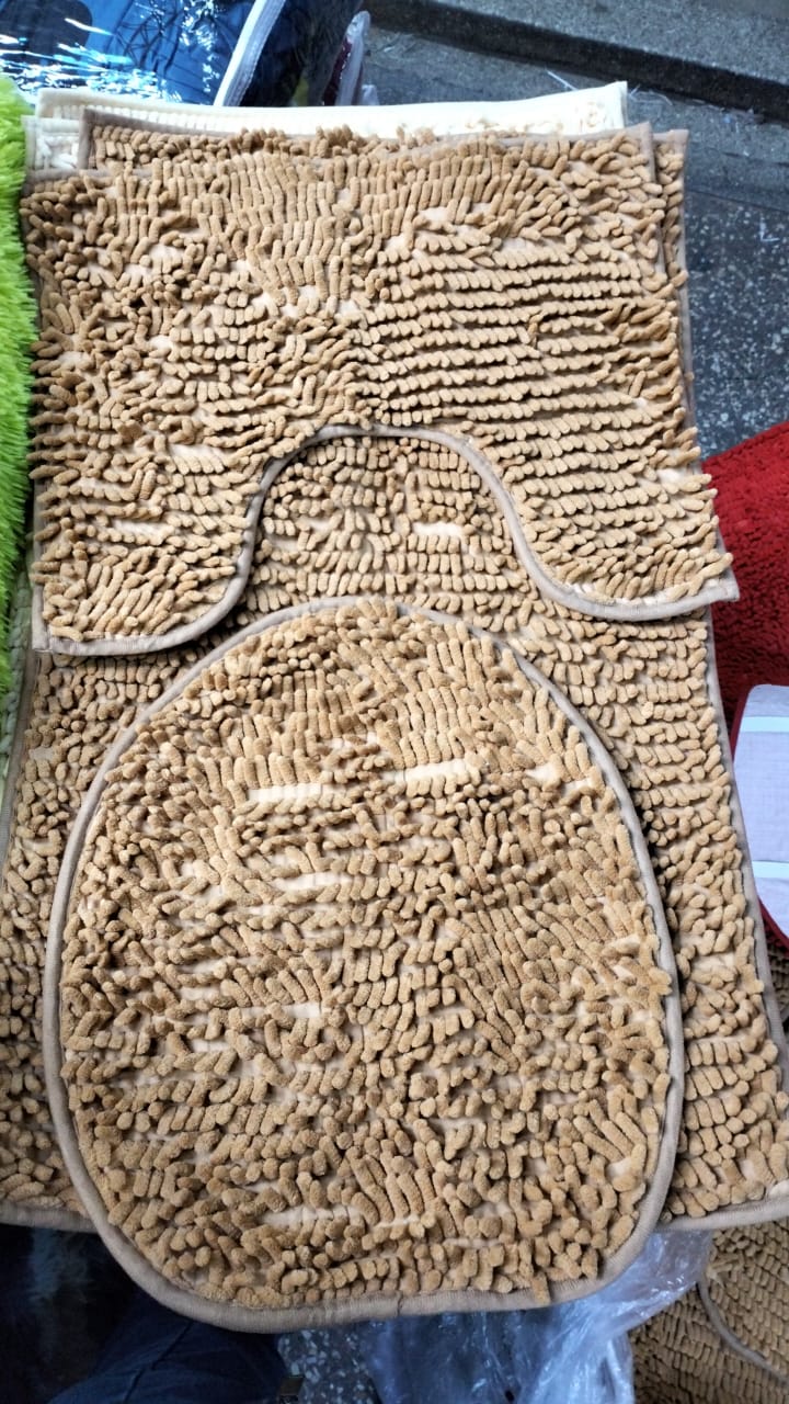 3pcs Set Soft Non-Slip Bathroom Shower Toilet Mats; Machine wash cold with mild detergent. Do not bleach or dry clean.