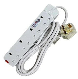 EXTENSION ; 4 WAY EXTENSION WHITE WITH A 3M LONG CABLE WHICH CAN WITHHOLD ALL HOME APPLIANCES