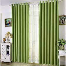 GREEN CURTAINS WITH SHEERS - 3PCS Set - 2 Meters Long Window and Door Curtains - Elegant Living and BedRoom Set – Ready made-to-Hang with Curtain Rods.