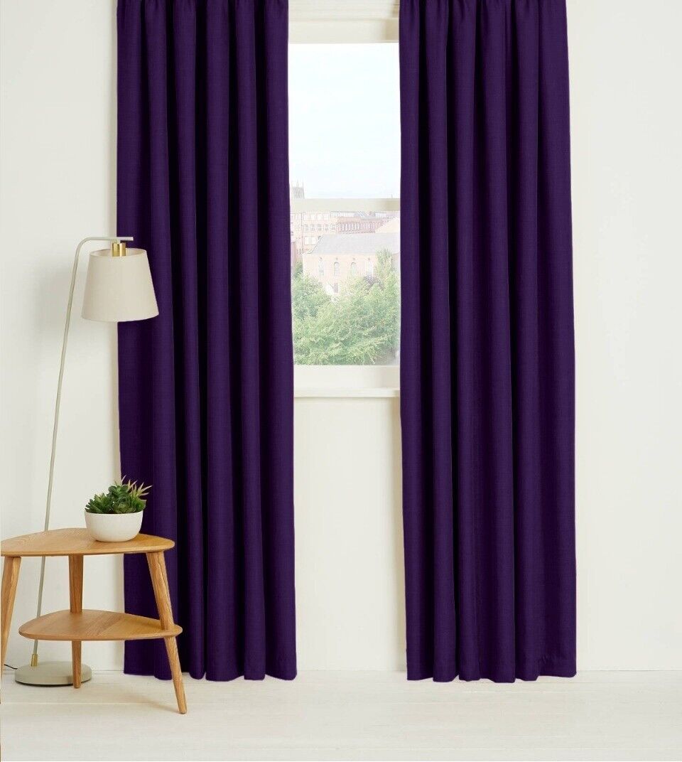 PURPLE BLACKOUT CURTAINS WITH SHEERS – 3PCS Set for Living Room & Bedroom – Ready-Made Window & Door Drapes– gray curtains, black curtains, brown curtains, cream curtain, yellow curtains,