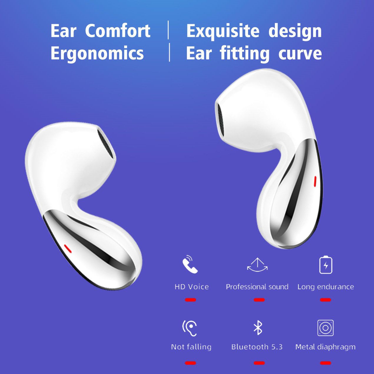 RS85 Bluetooth Earbuds Heavy Bass Transparent Charging Case TWS LED Power DisplayTrue Wireless Stereo Touch Control LED Display In-ear TWS Wireless Earphone