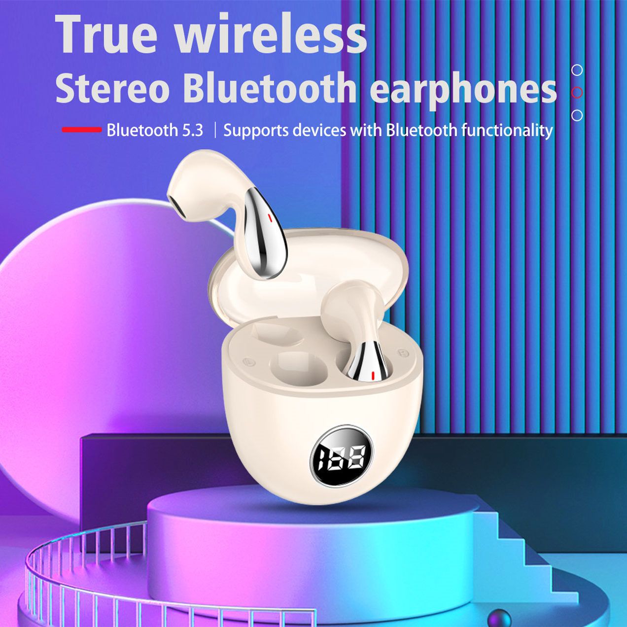 RS85 Bluetooth Earbuds Heavy Bass Transparent Charging Case TWS LED Power DisplayTrue Wireless Stereo Touch Control LED Display In-ear TWS Wireless Earphone