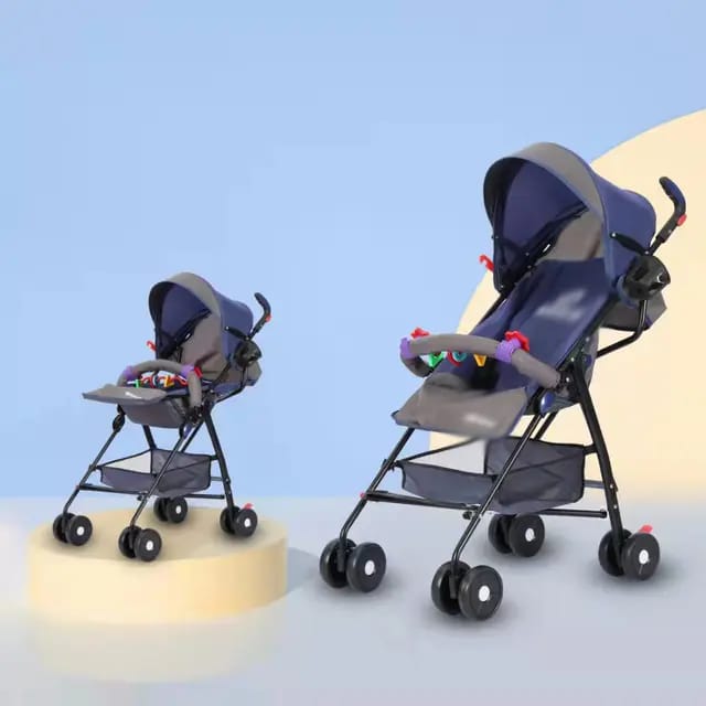 Portable foldable light baby stroller with wheels