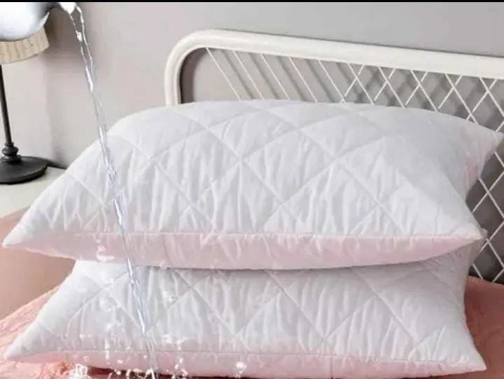 Set of 2pcs High Quality waterproof pillow protector and 2pcs fibres filled bed pillows