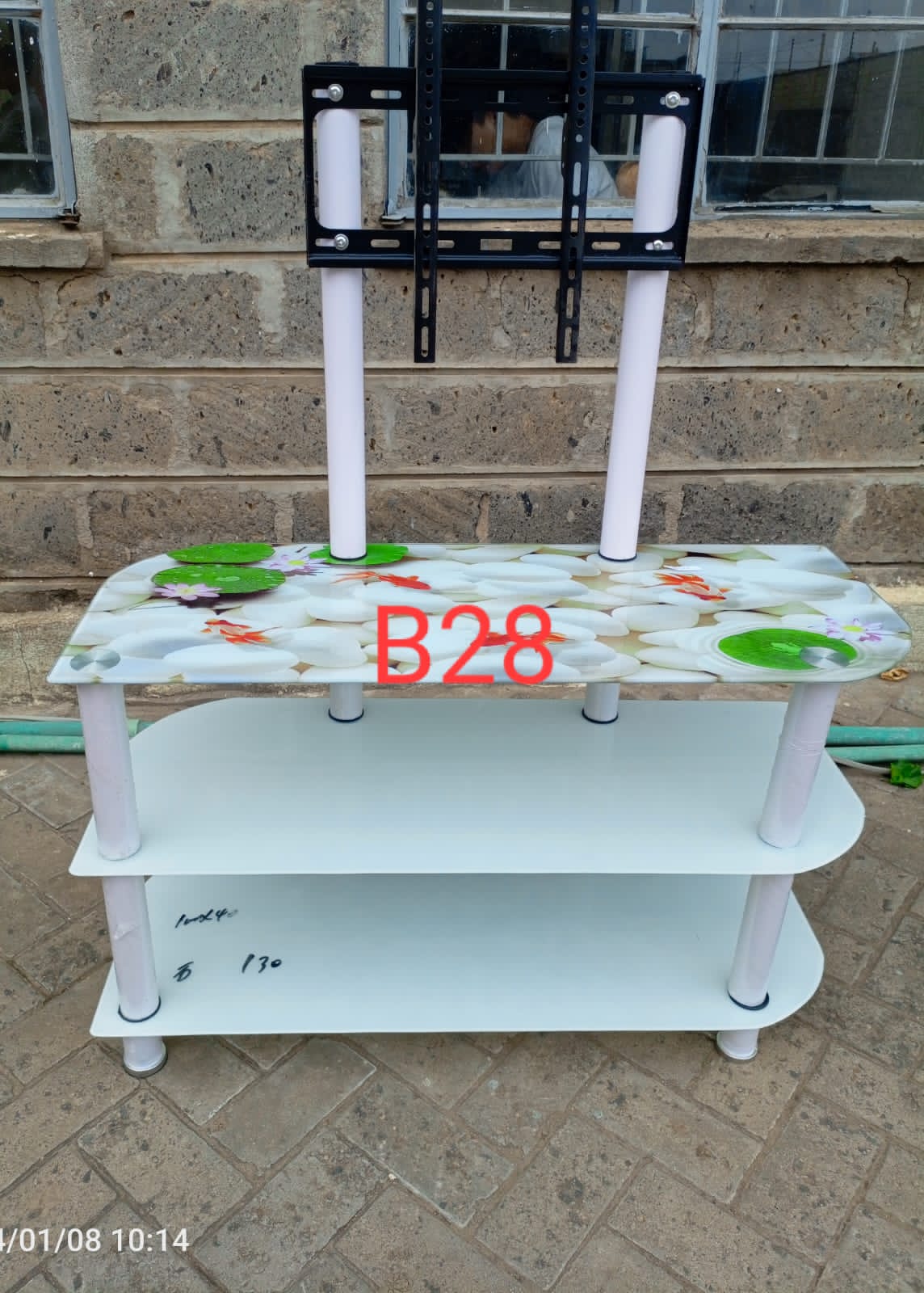 Three shelves Tall tampered glass TV stand with Mount ...suitable for big flat panels TVS