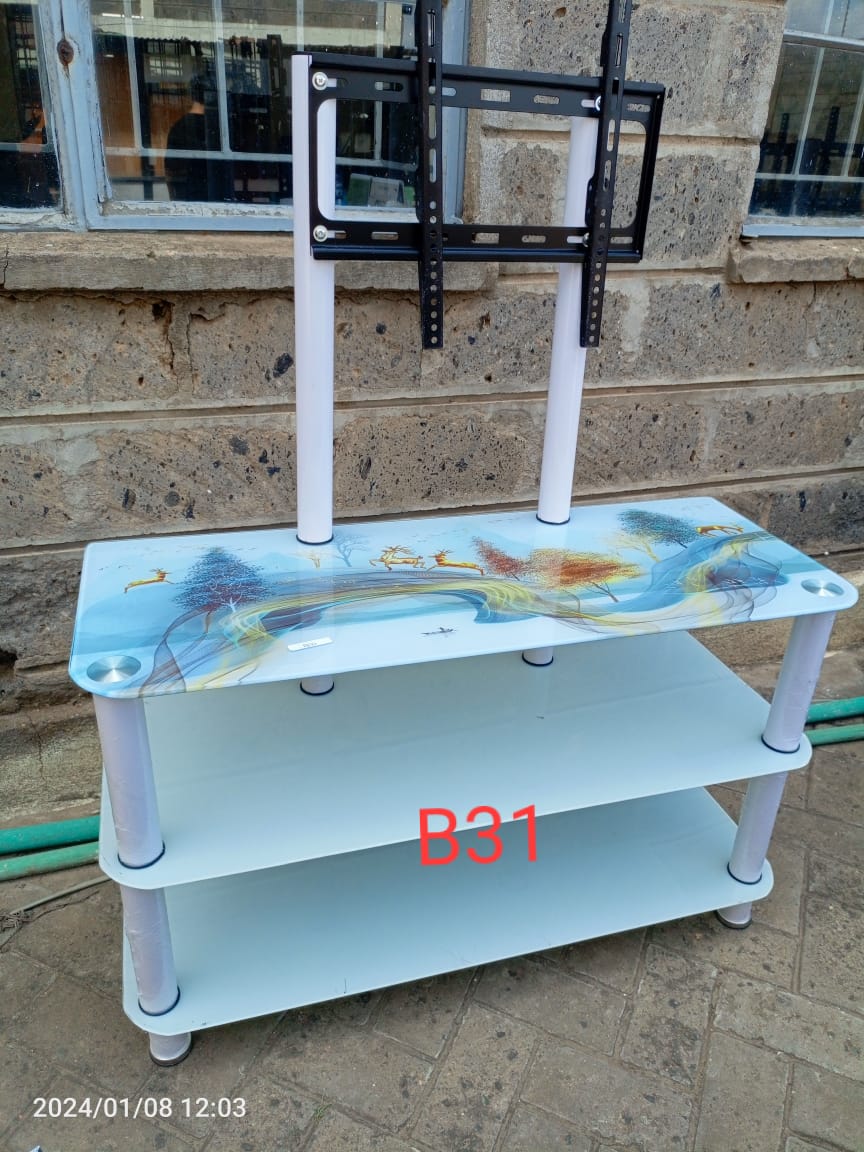 Three shelves Tall tampered glass TV stand with Mount ...suitable for big flat panels TVS