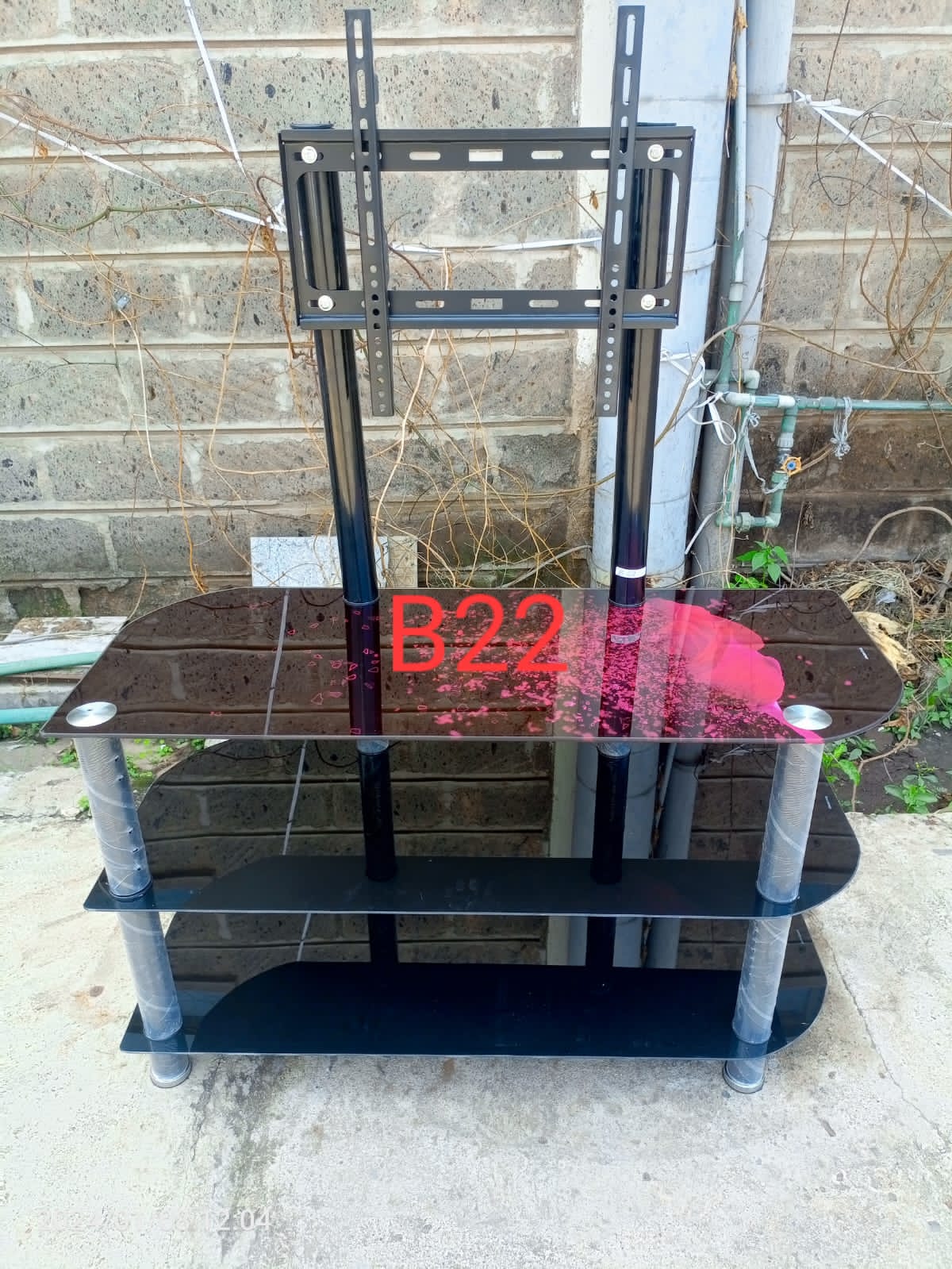 Three shelves Tall tampered glass TV stand with Mount ...suitable for big flat panels TVS