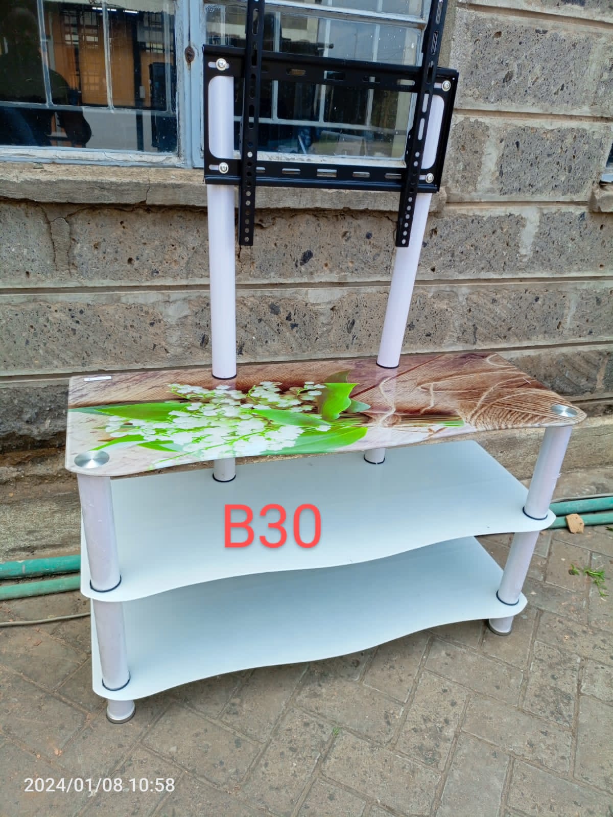 Three shelves Tall tampered glass TV stand with Mount ...suitable for big flat panels TVS