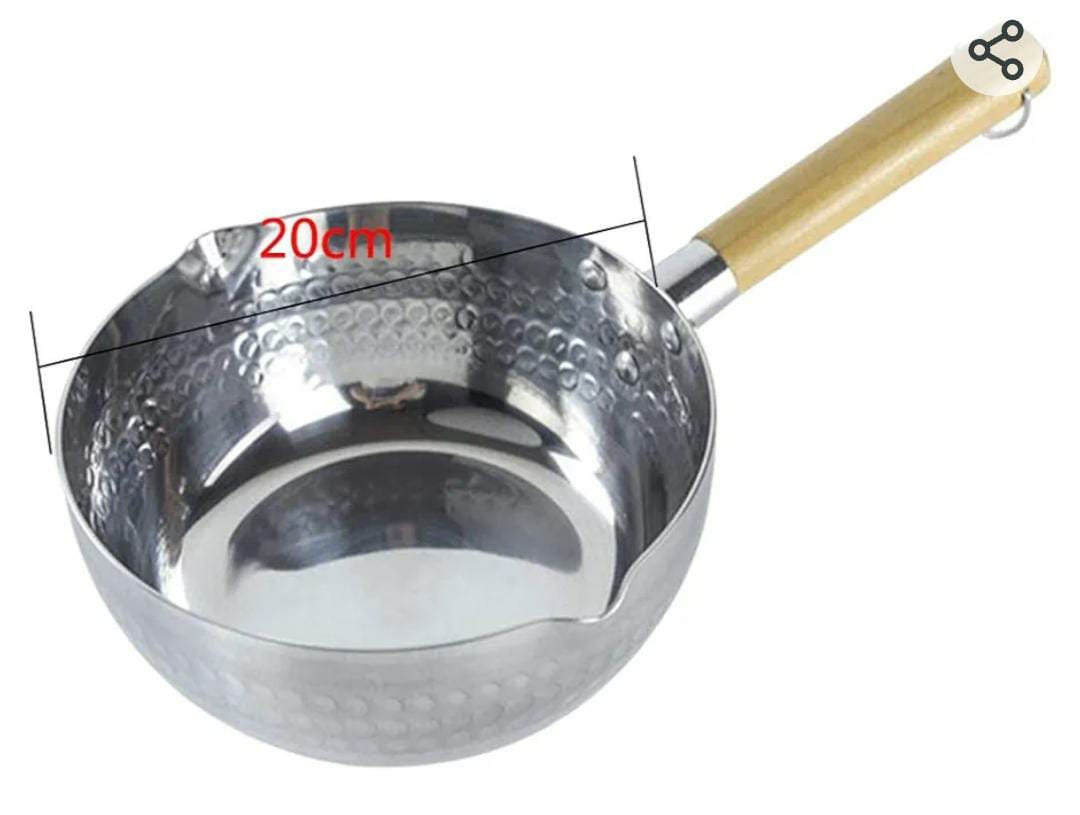 wooden handle aluminium kitchen milk pan