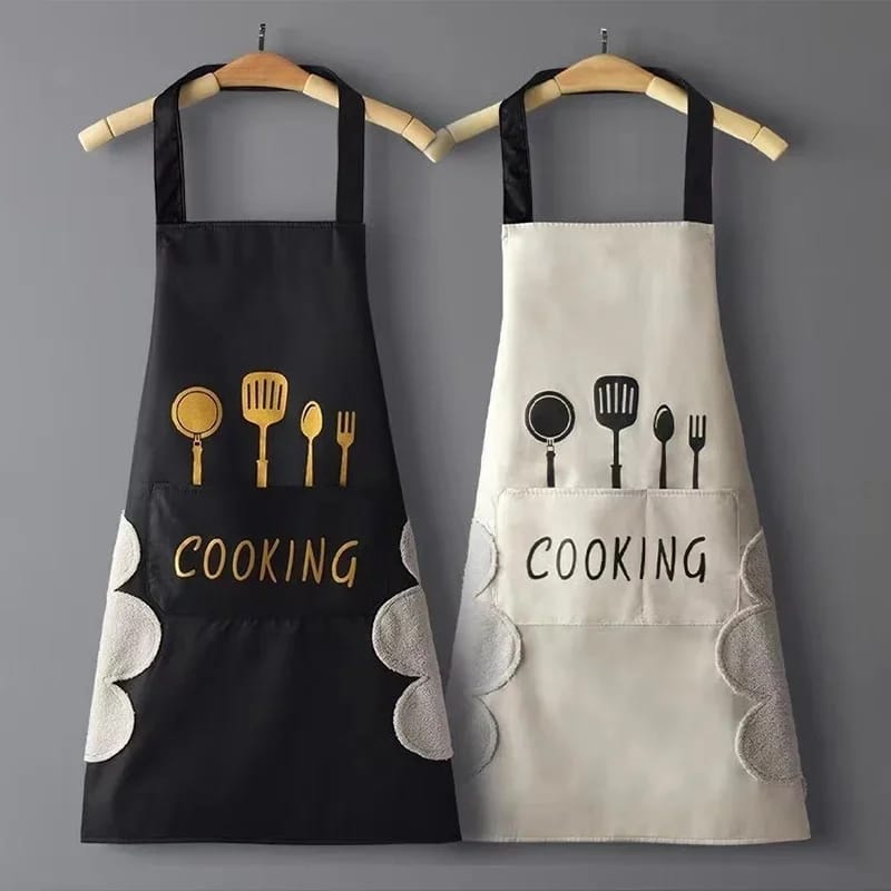 Hand wiping oil proof adult waist sized men and women  kitchen cooking apron..